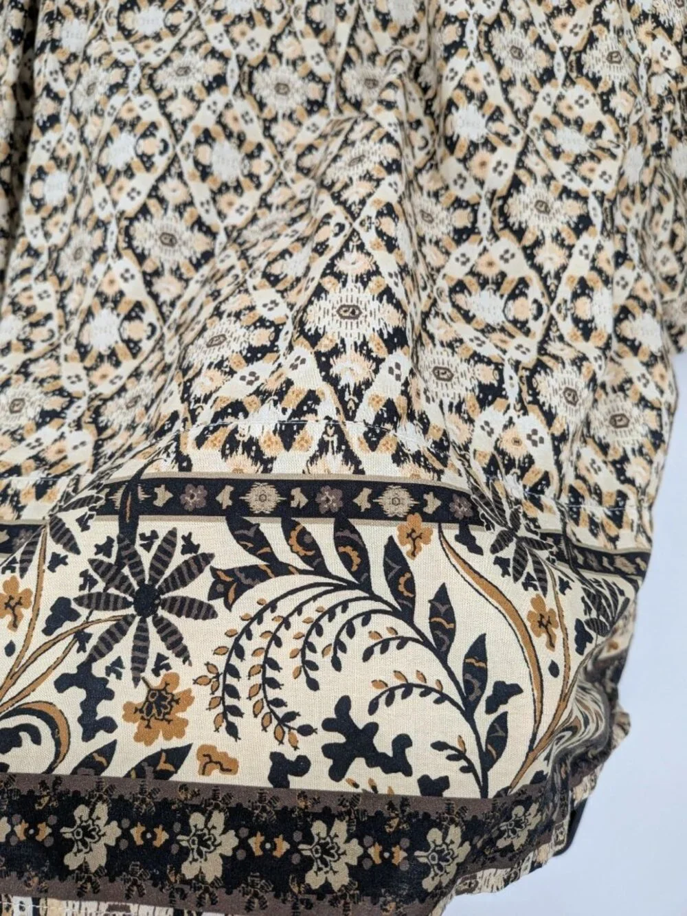 Anthropologie Lace Up Bohemian Peasant Top Floral Puff Sleeve Folk XLarge Petite